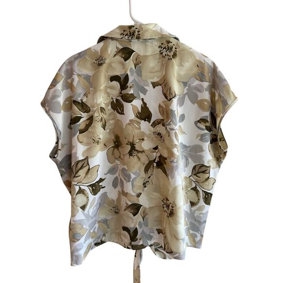 Rachel Zoe Short Sleeve Blouse Tie Front Tropical Floral size Large - Picture 5 of 5